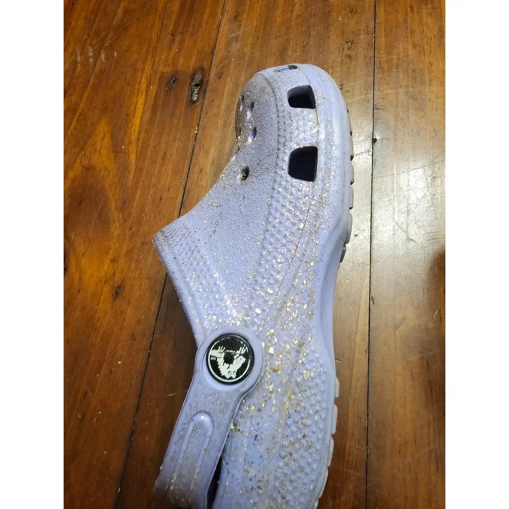 Crocs Kids Classic Glitter Clog Lavender Purple Sparkle Slip On Shoes Size C13